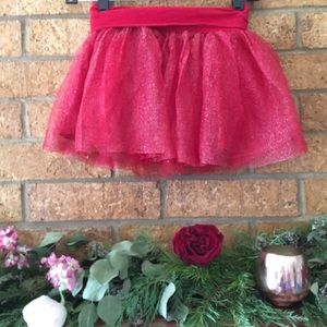 Red lined tutu skirt with gold sparkle